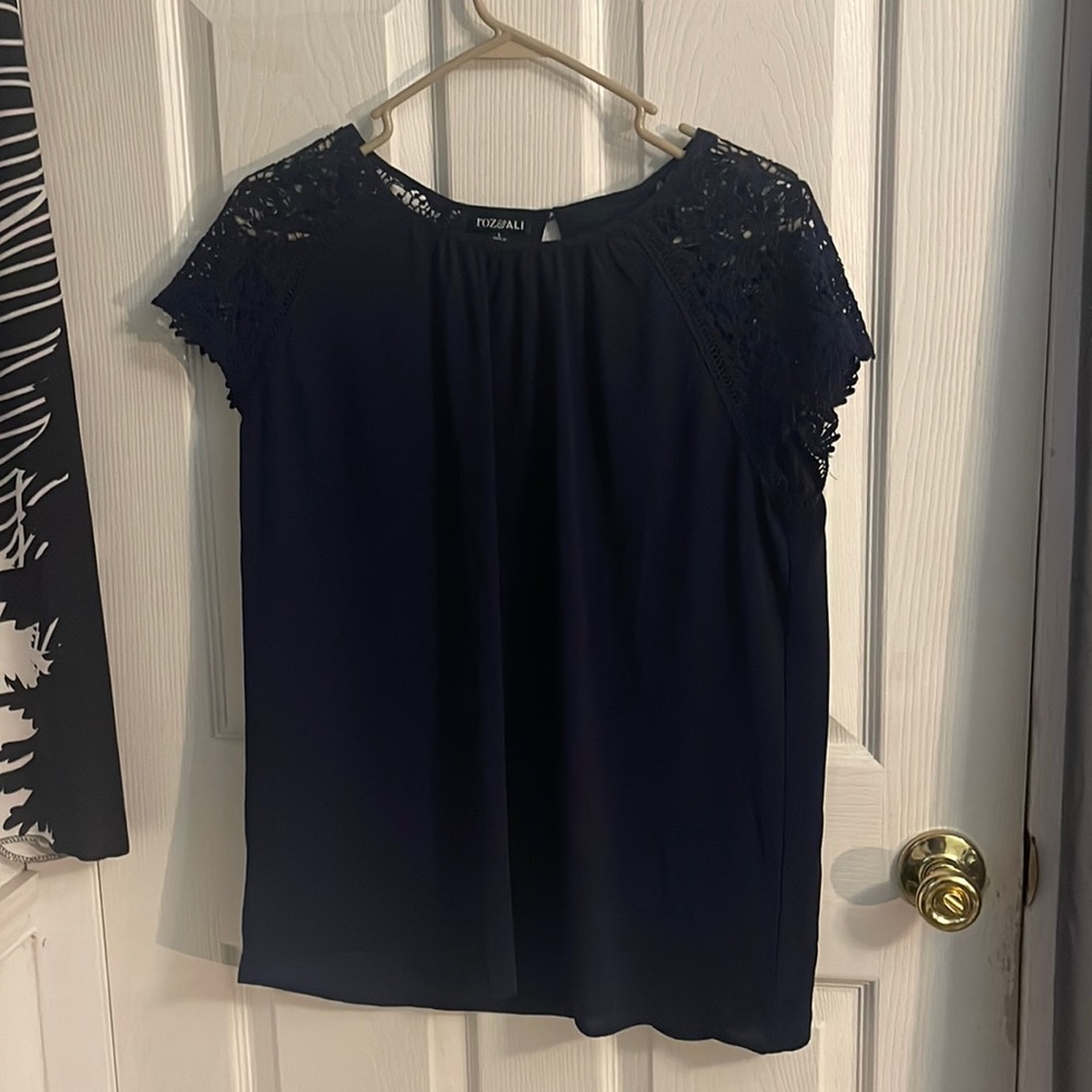 Blue Lace Sleeved Work Shirt
